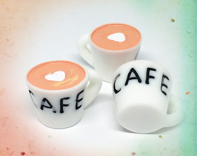 6pc 21x17x14mm resin made cappuccino coffee cup pendants-TIN122
