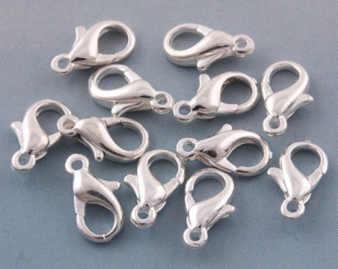 10pc 15x8mm platinum look brass made nickel free lobster clasp-BB46