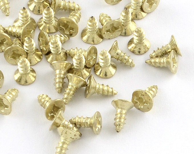 50pc pale gold finish screws-6x4mm --TIN51