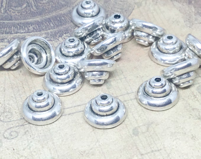 16pc 9mm antique silver metal bead cap-7132g