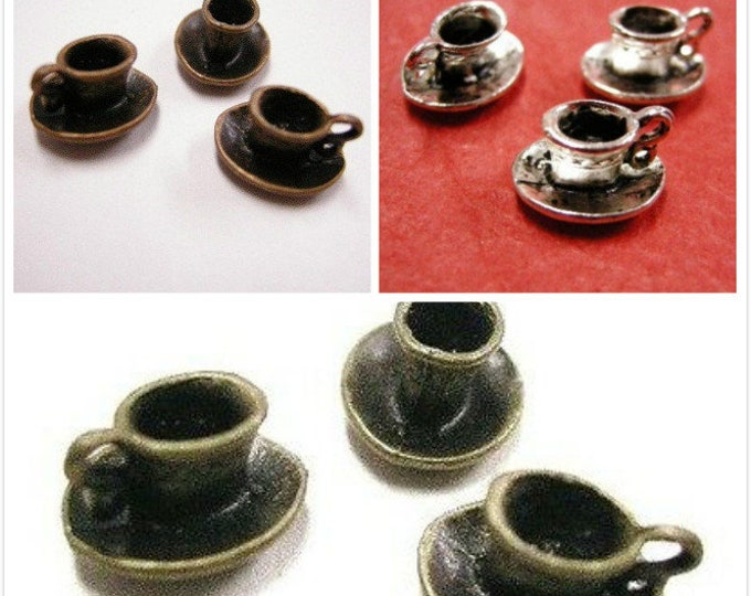 6pc antique finish teacup metal pendant-pls pick a color