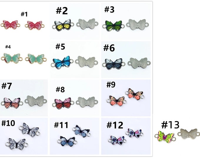 5pc  23x12mm metal enamel  butterfly connectors-pls pick a color