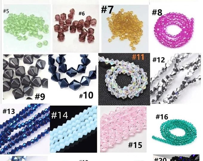 1 strand  4mm bicone glass beads-pls pick your color