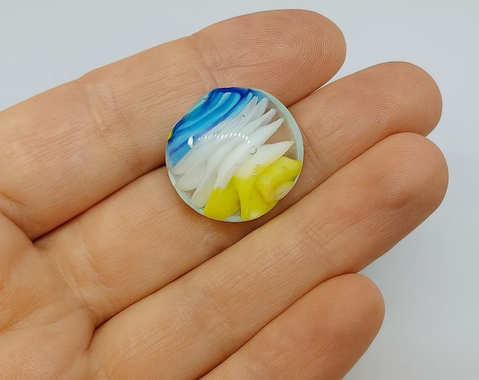 6pc 20x10mm flat round lampwork glass beads-8020