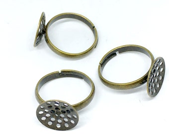 4pc antique bronze finish lead nickel free adjustable ring shanks-5659