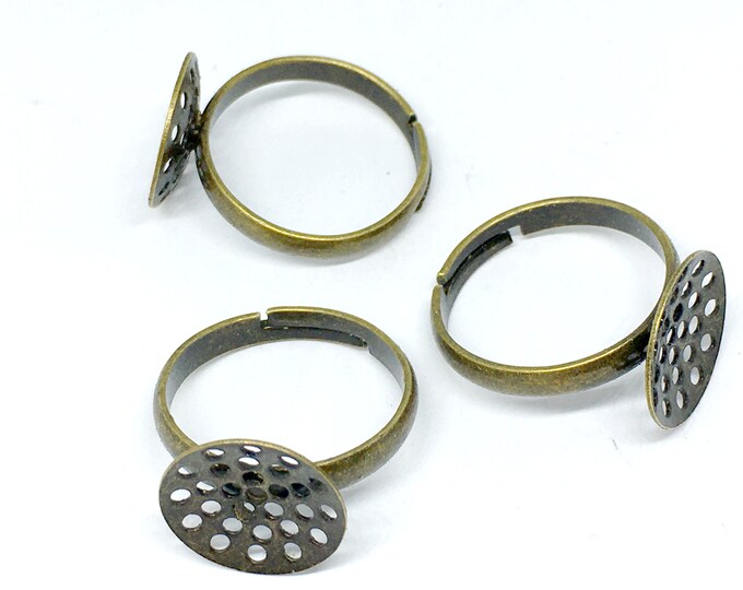 4pc antique bronze finish lead nickel free adjustable ring shanks-5659