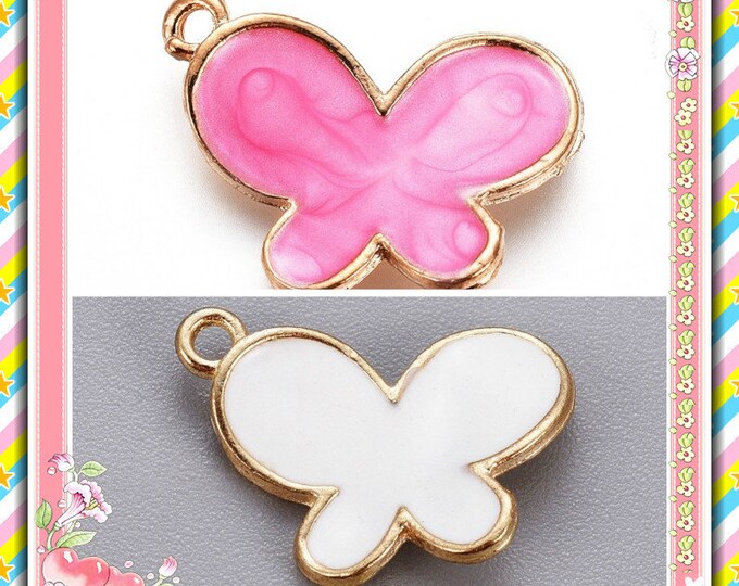 10pc 17x12mm metal with enamel butterfly pendants S415A-pls pick a color