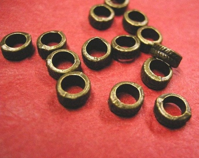 7mm Antique Bronze Spacer Beads, Metal Rondelle Beads, 20pcs Jewelry Making Supplies