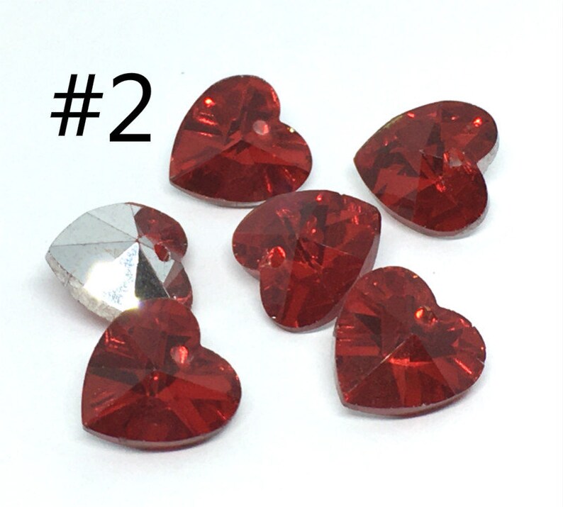 6pc 14mm crystal glass heart shape glass beads bk143vpls Etsy