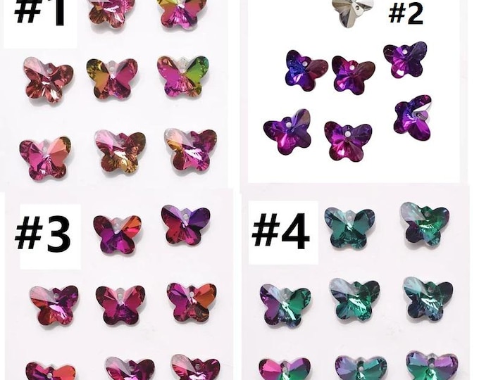 6pc  crystal butterfly shape glass beads-pls pick you color