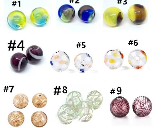 Artistic 4PC 15mm Blown Glass Beads in Round Shape - Select Your Preferred Pattern for Unique Designs!