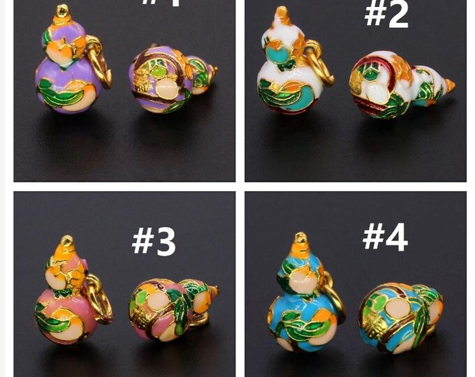 2pc Metal With Enamel Pendants, Gourd Shape Charms, Golden,  15x9mm- pls pick a color