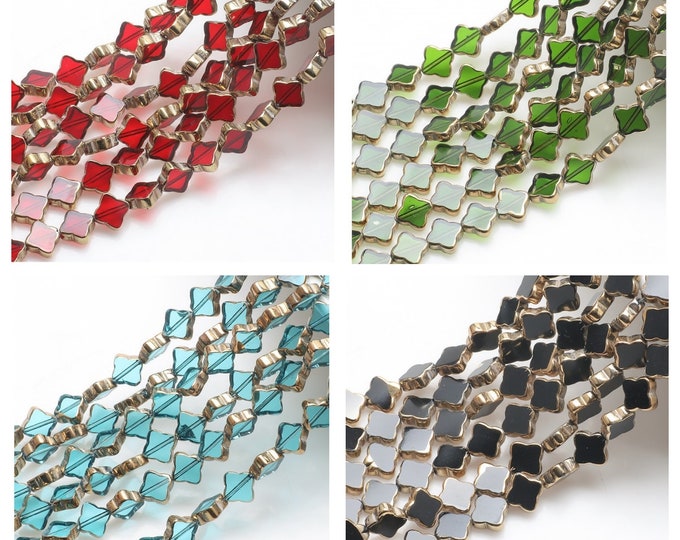 10pc 8mm Clover leaf shape glass beads-Please pick a color
