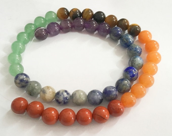 Chakra Theme Natural Mix Stone Strand Round, 6mm or 8mm-pls pick a size