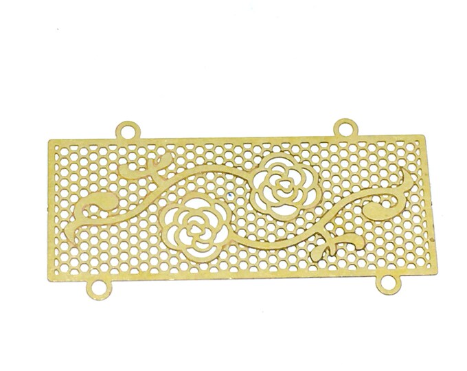 10pc 38x19m brass color Filigree Stamping Connectors-BB26