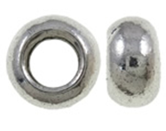 30pc 10x5mm antique silver finish metal rondelle beads-9555