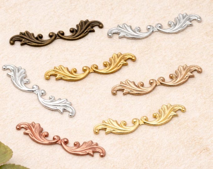 10pc 30x7mm  Metal Brass Filigree Findings  wraps-pls pick a color