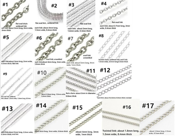 2 meters  stainless steel Made link chain-pls pick a style