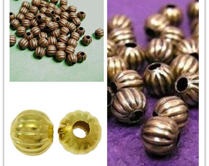 20pc  8mm pumpkin corrugated metal beads-pls pick a color