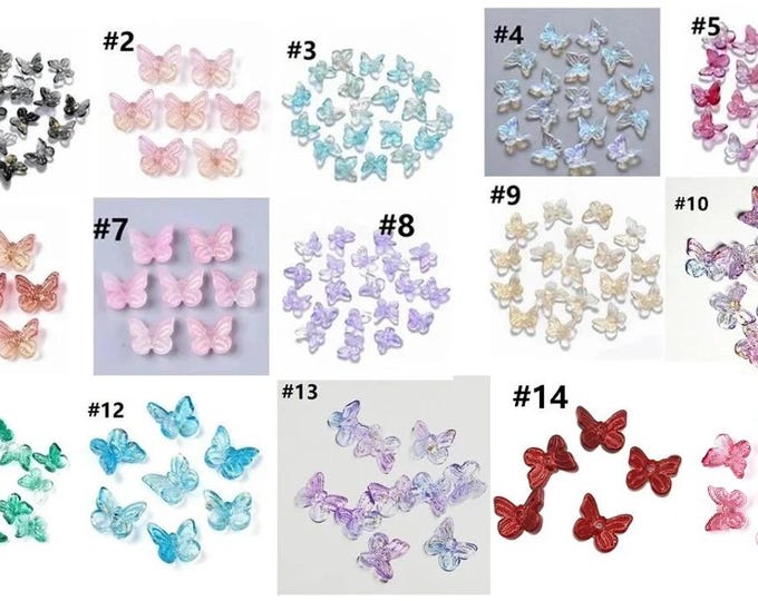 10pc 11x9.5mm Spray Painted Small Butterfly Glass Charms S10d- Pls pick a color