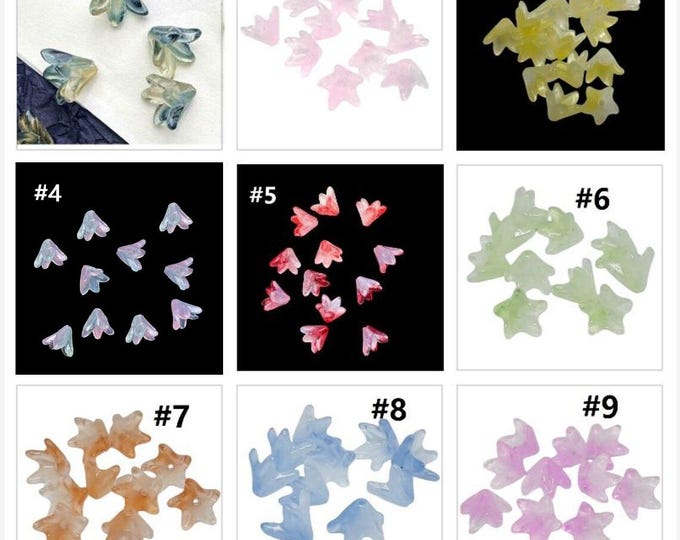 12pc 12x9mm mix color flower glass beads-pls pick a color