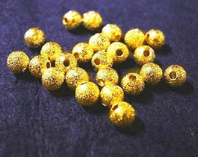 200pc 3mm gold finish stardust round textured beads