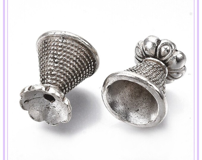 6pc 15x14mm antique silver finish metal bead caps-FZ55