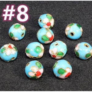 10pc 10mm round Cloisonne beads-pls pick a color #8 -bk439