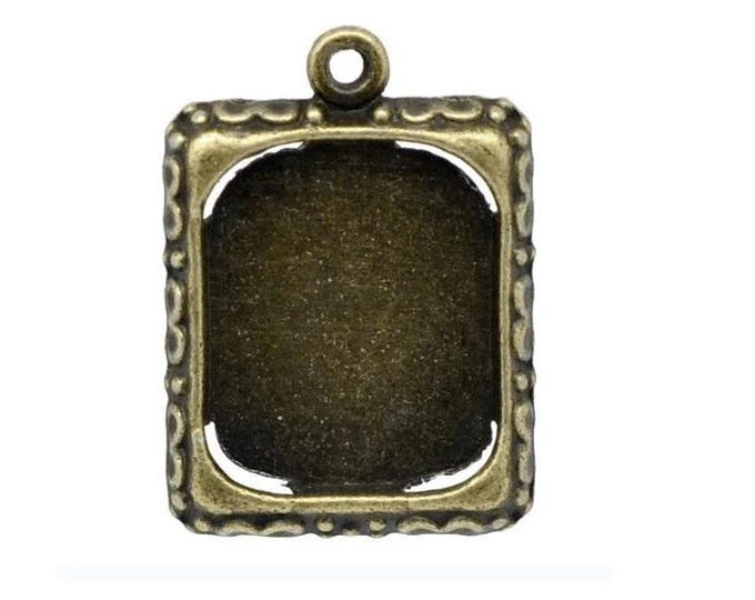 4pc Antique Bronze Finish Metal Picture Frame Pendants-5789