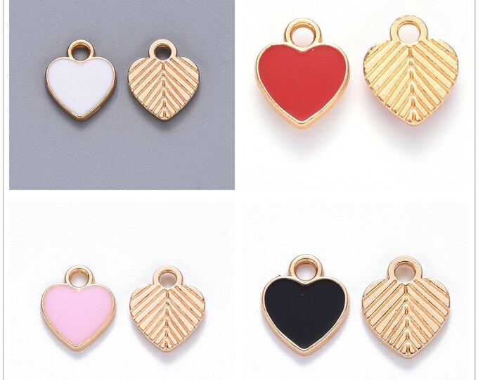 6pc 12x10mm metal with enamel heart shape lock charms- pls pick a color