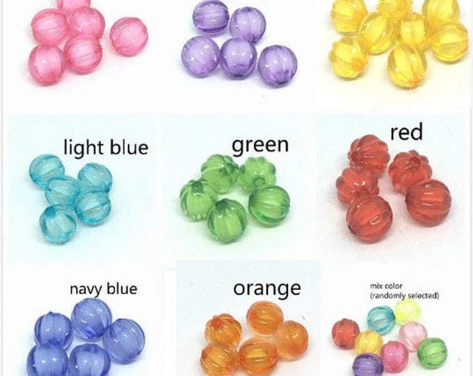 30PC 8mm Pumpkin Transparent  Acrylic Beads LL1184-pls pick  a color