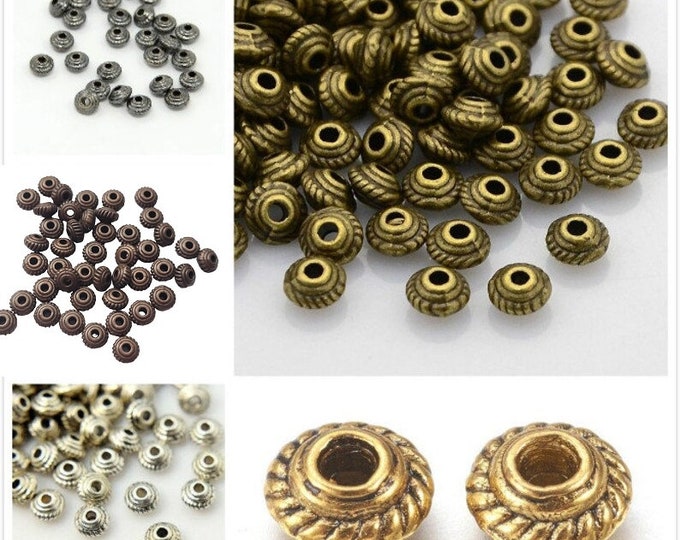 50pc 5mm antique metal flat round spacer/bead-pls pick a color