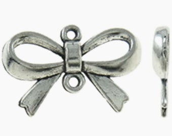 12pc 24x22mm antique silver finish metal bowknot connectors-9488