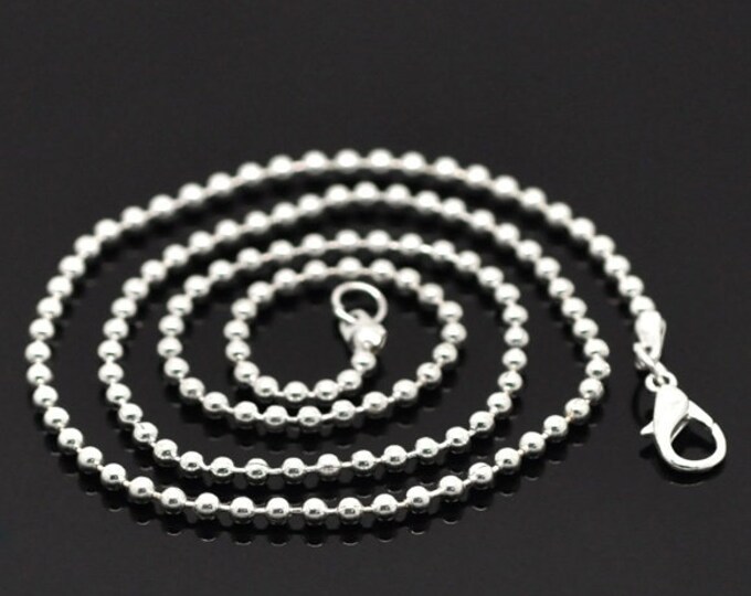 Wholesale 12 pc of Ball Chain Necklace Silver Plated 46cm(18 1/8") long-6984