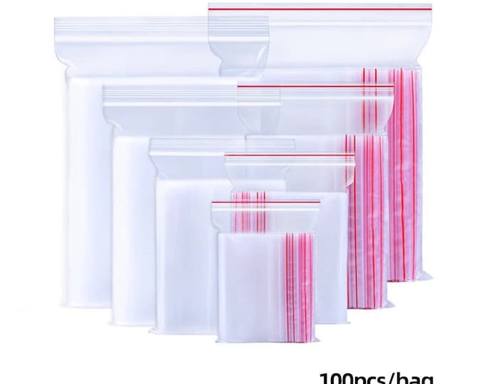 100 Count Clear Plastic Bags, Zip Lock Bags, Resealable Packaging Bags