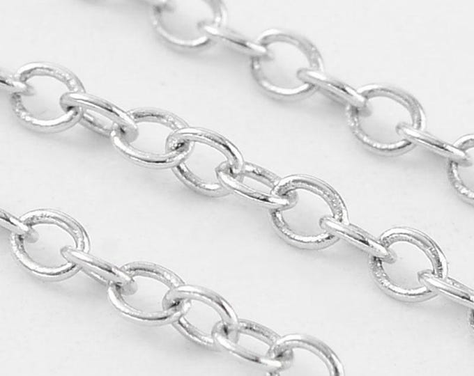 10 meter brass made platinum look oval link chain 2x1.5mm