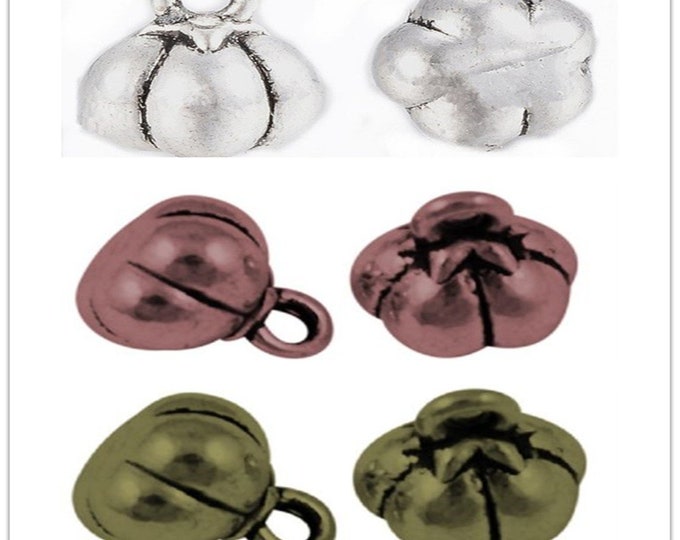 10pc 9x8mm antique finish metal pumpkin pendants-pls pick a color