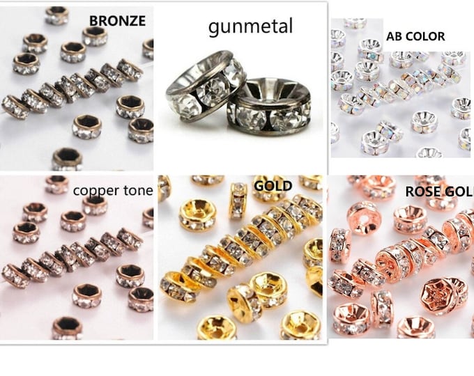 12pc 8mm brass made rhinestones beads-Pls pick a color