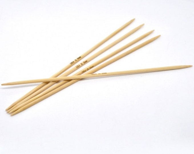 5pc Bamboo Knitting Needles Natural Double Pointed US4 3.5mm-7790