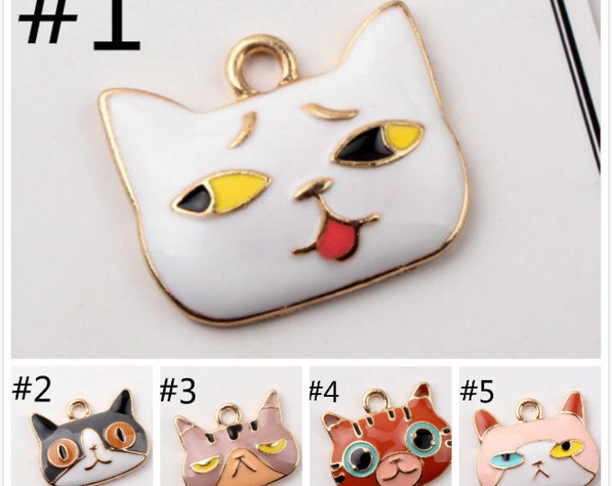 2pc 22x14mm metal with enamel cat pendants-Please pick a color