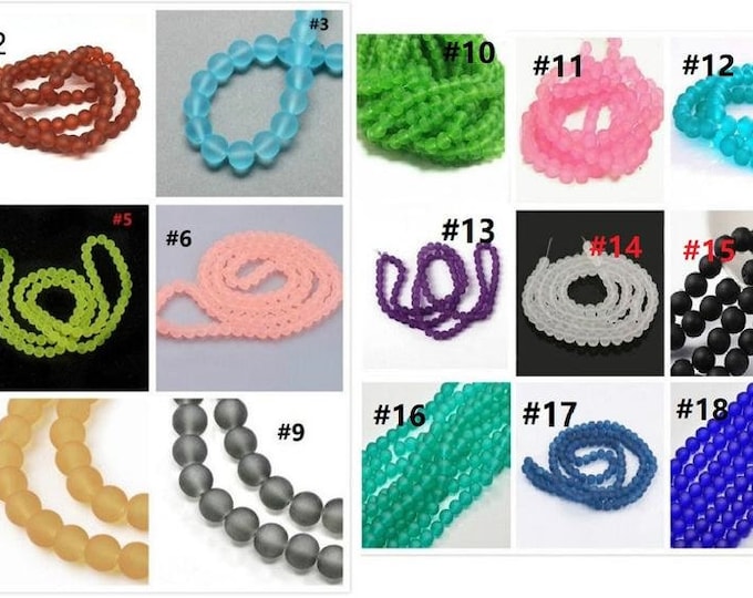 1 of 31 inch strand 8mm glass frosted glass beads-over 100 beads-pls pick your color