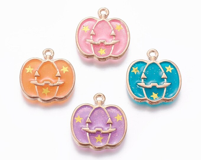 5pc 20x18mm mix color metal with enamel Pumpkin  pendants-4m66