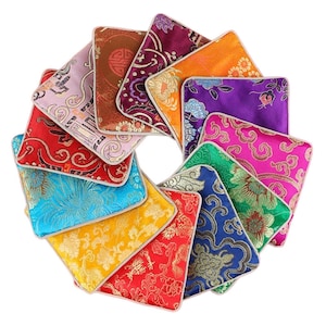 6 pièces 11x11 cm mélange de couleurs chinois brocart soie sac à main étui à bijoux enveloppe cadeau parfait pour les filles oriental porte-monnaie porte-monnaie sac cadeau