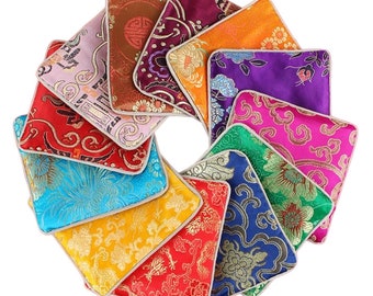 6pc 11x11cm Mix color Chinese Brocade Silk Purse Jewelry Case Envelope Perfect Gift For Girls Oriental Lucky Coin Purse Gift Bag
