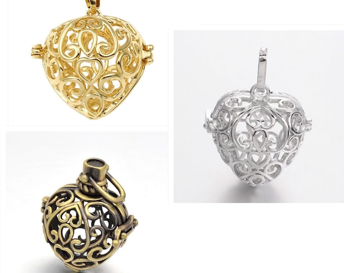 2pc  metal prayer box bead cage pendant-pls pick a color