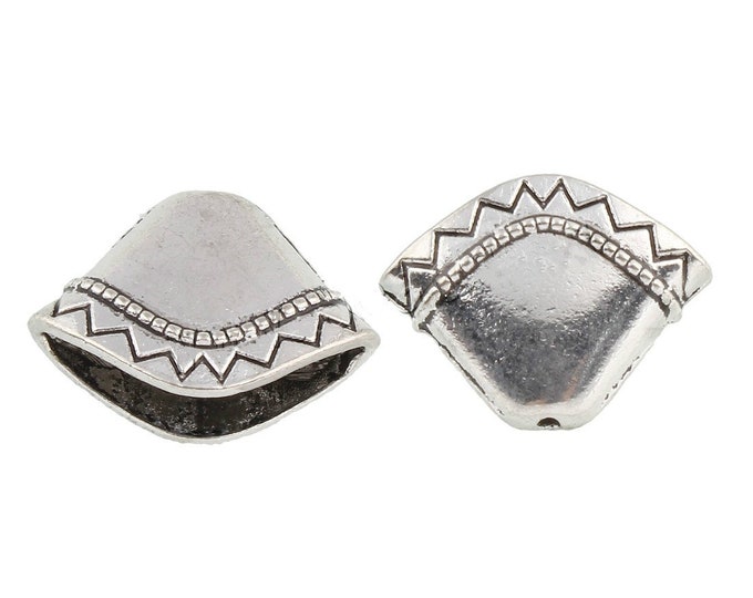 10pc 23x17mm antique finish metal flat bead caps-antique silver finish