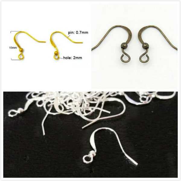 50pc brass made nickel safe earring hooks-pls pick a color