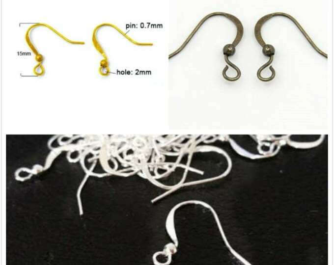 50pc brass made nickel safe earring hooks-pls pick a color