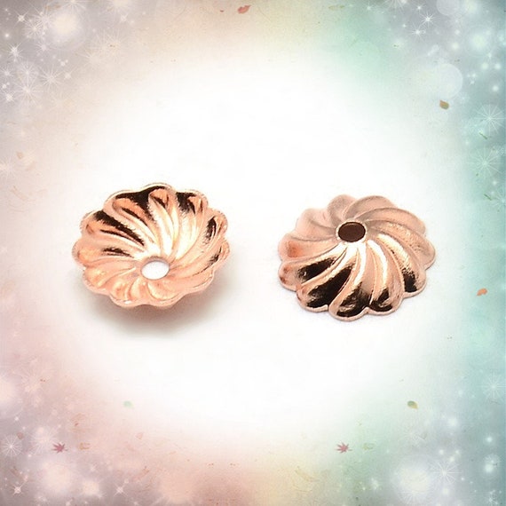 50pc 7mm brass made rose gold finish bead caps-FH112