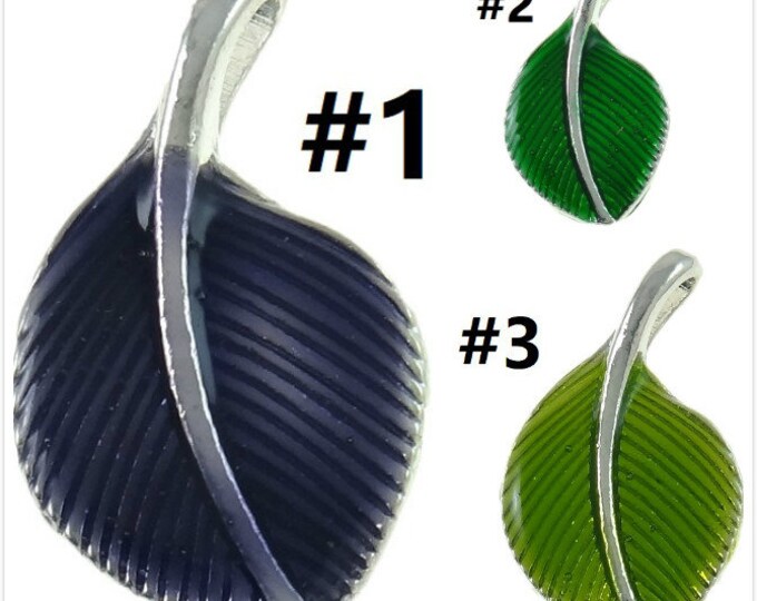 4pc 28x16mm zinc alloy enamel leaf pendant-pls pick a color